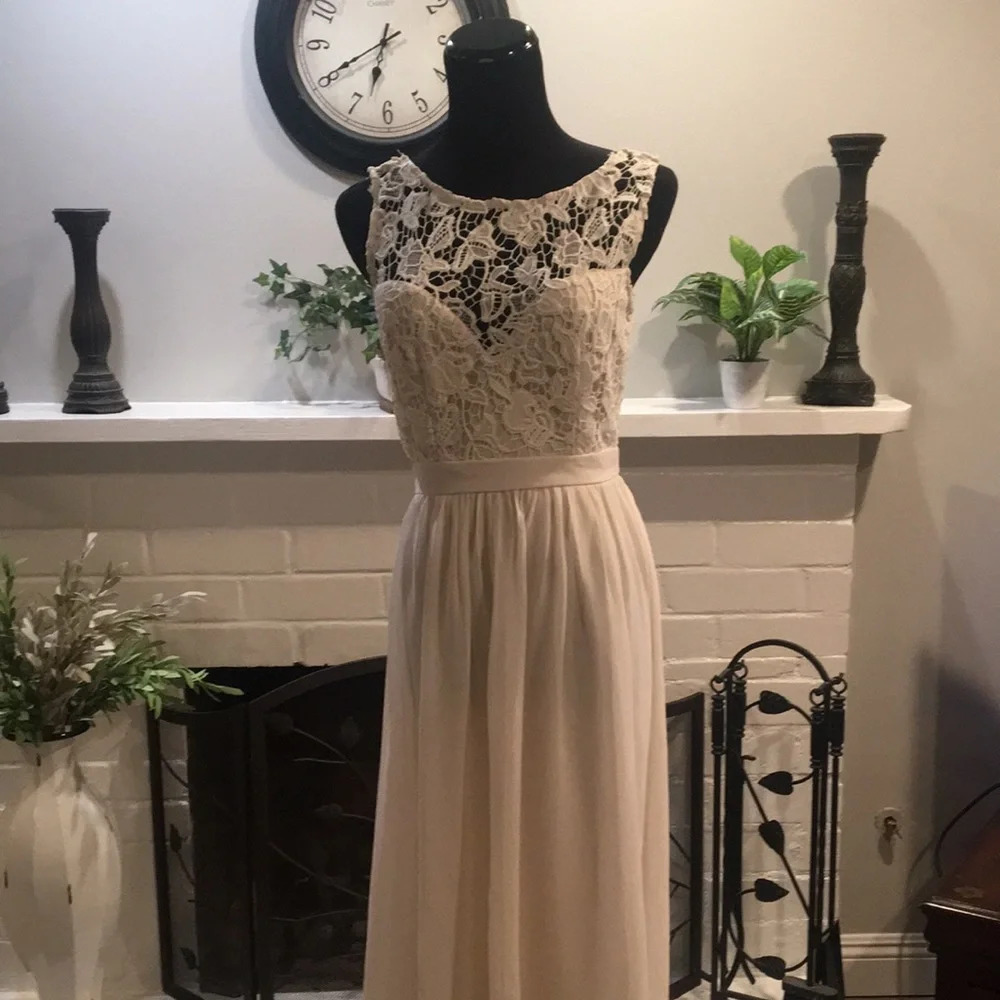 New* Maniju Nude lace formal evening gown